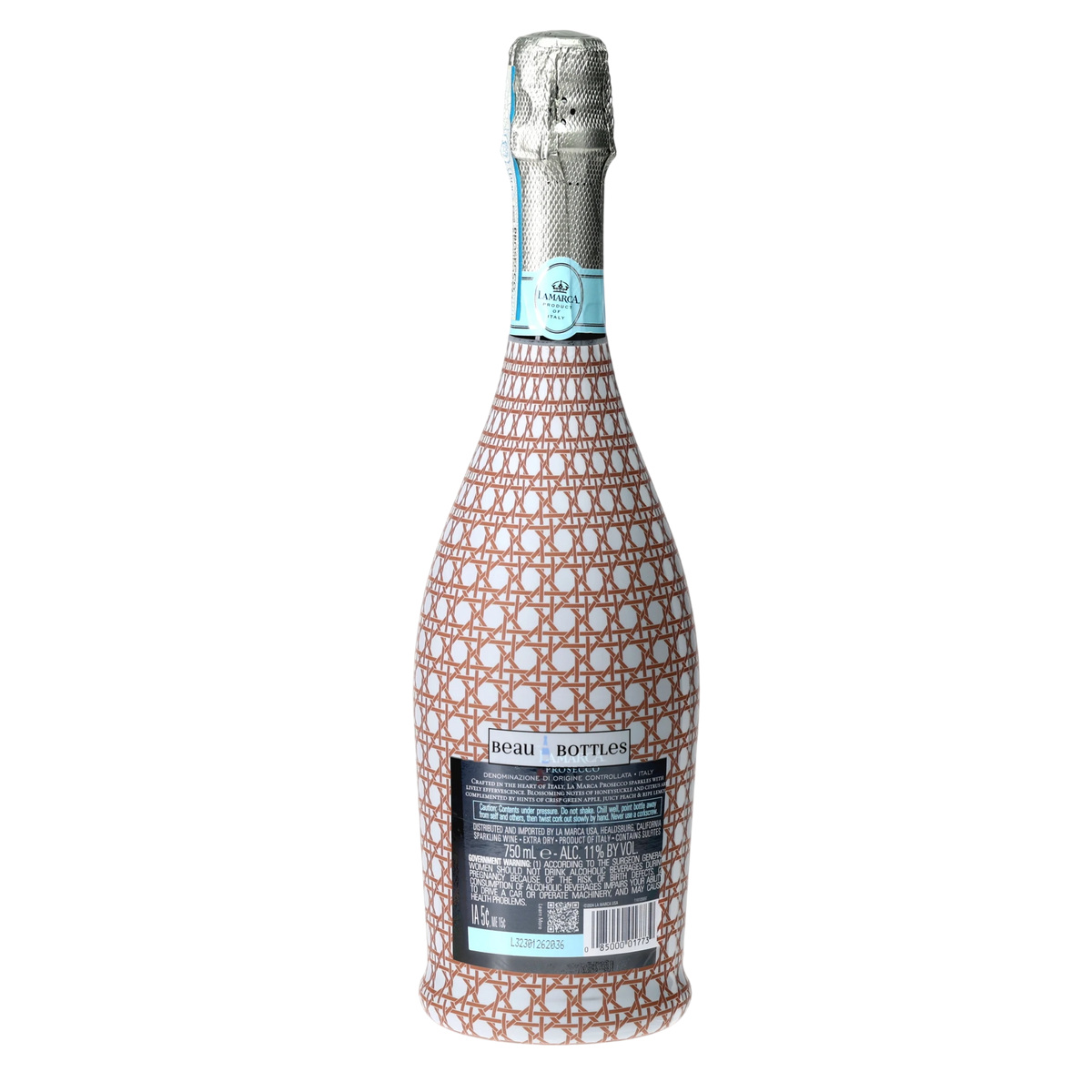 Brown & White Cane Prosecco Bottle Wrap