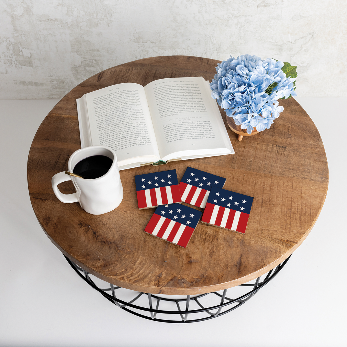 Americana Rustic Marlin Coaster Set | USA-themed Table Decor