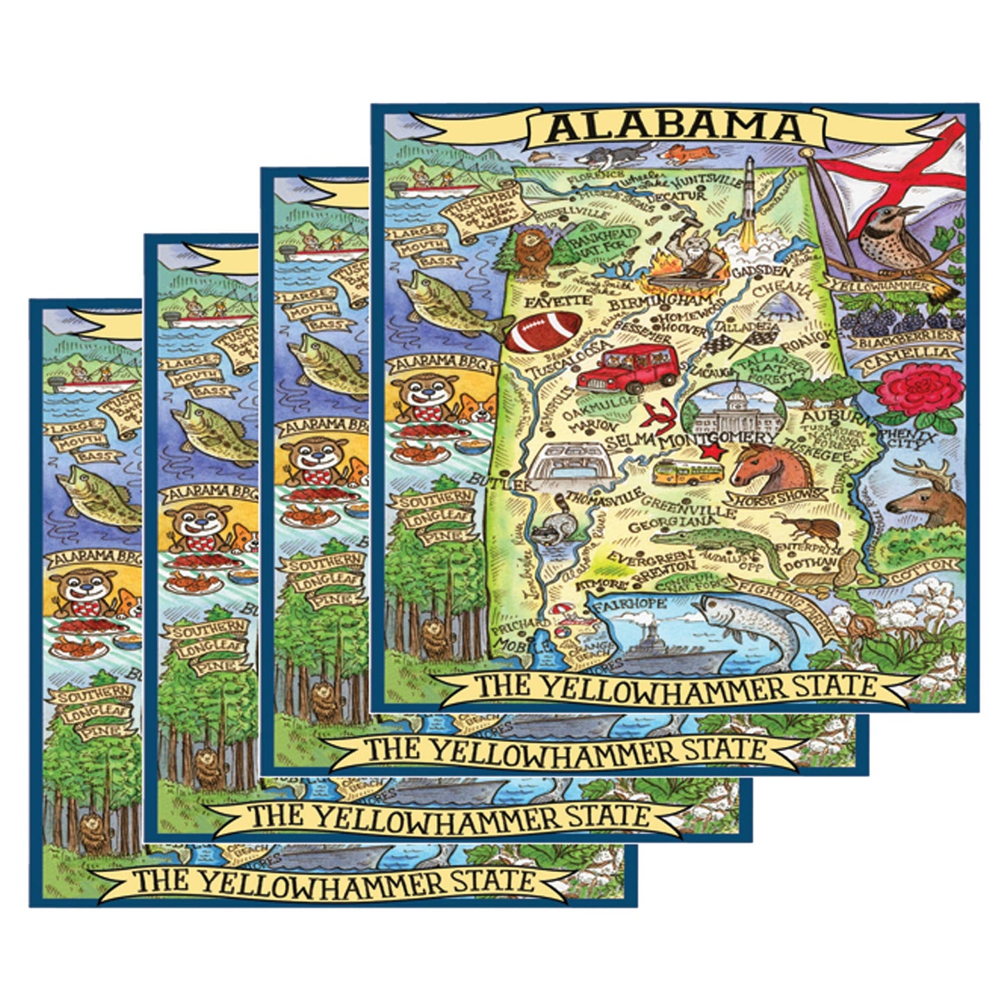 Alabama Souvenir Set of 4 Coasters 4in