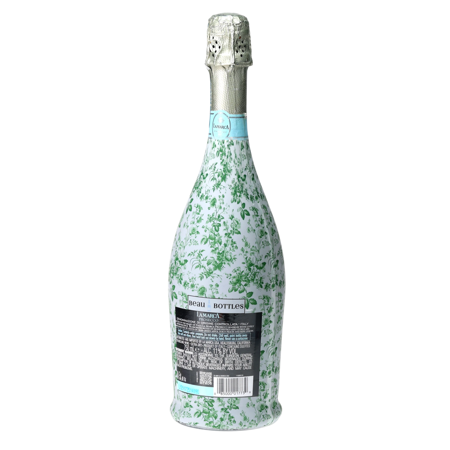 Beau Bottles Grandmillennial Green Floral Prosecco Bottle Wrap