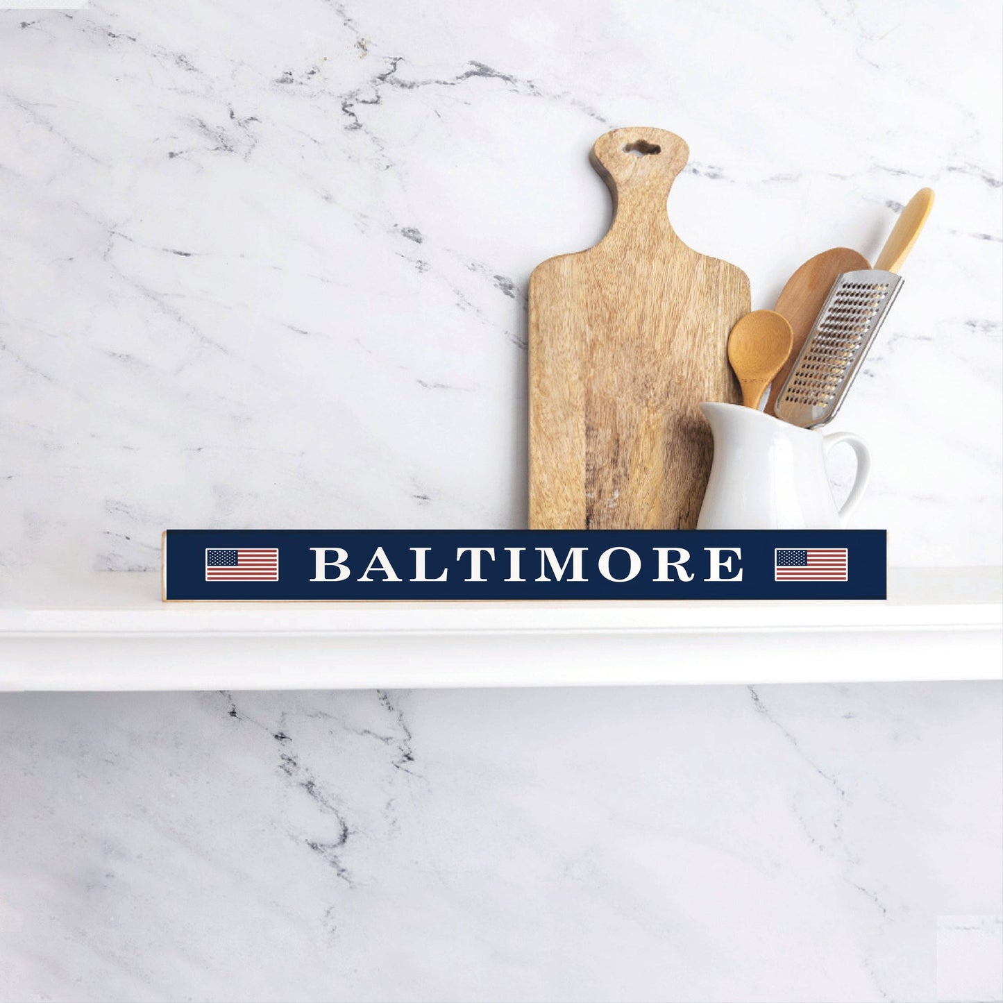 American Flag Personalized Skinny Sign | USA Wooden Decor