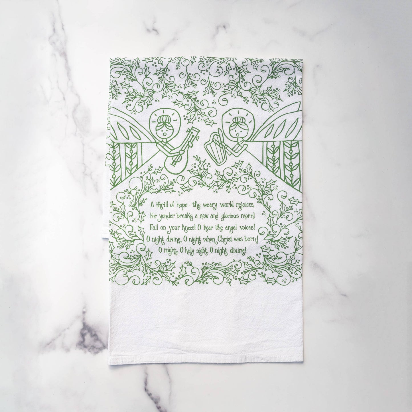 O Holy Night Christmas Hymn Tea Towel