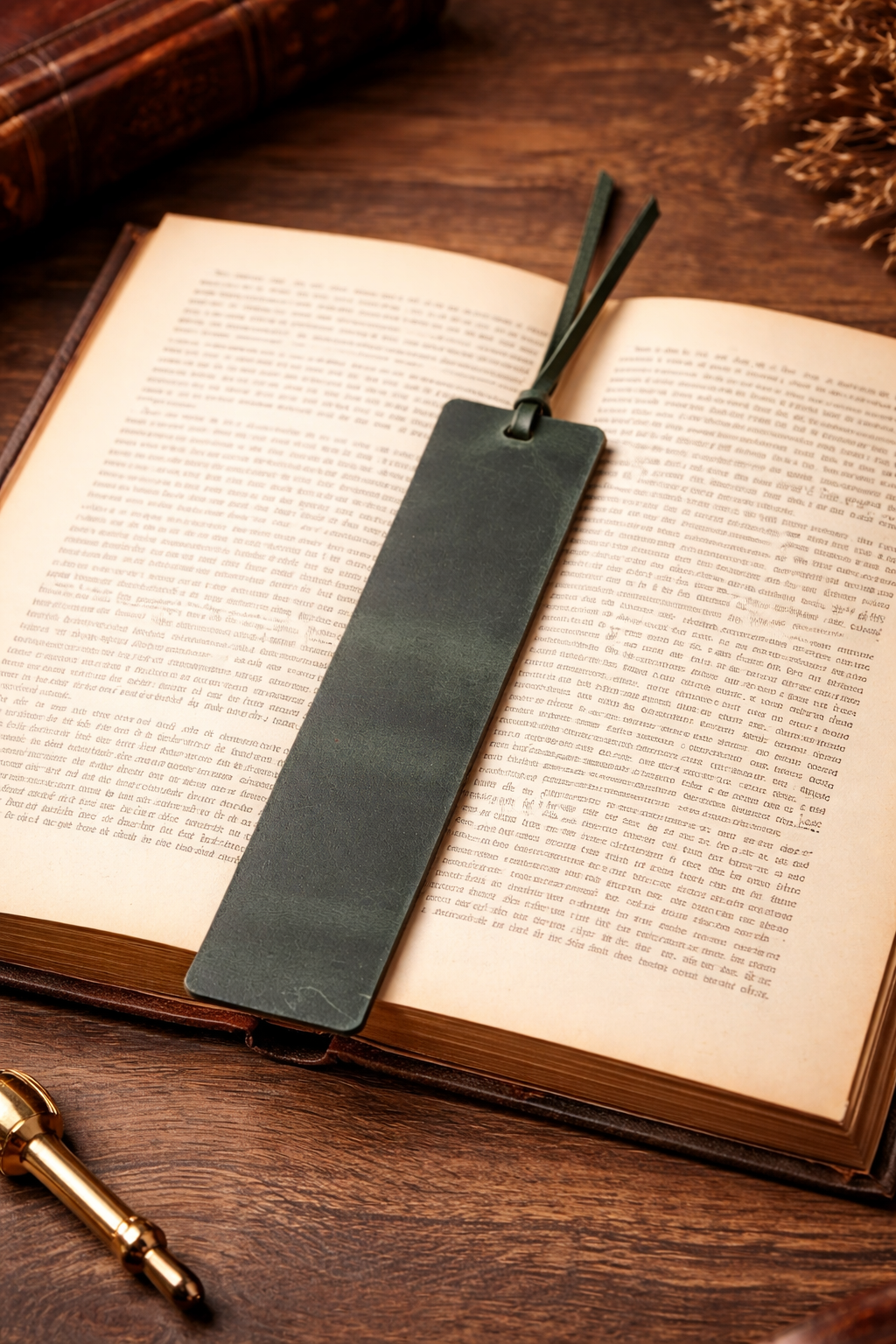Leather Bookmark, Genuine Leather Personalized Bookmark: Brown