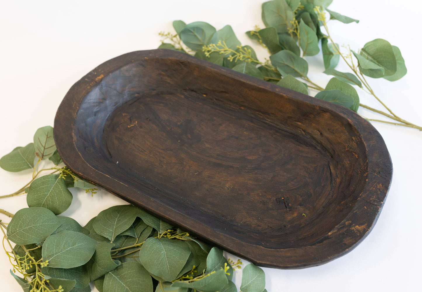 Medium Wood Carved Bowl 20": Black, 20x12x4