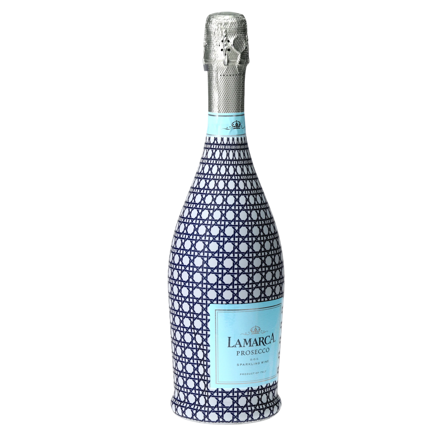 Navy & White Cane Prosecco Bottle Wrap