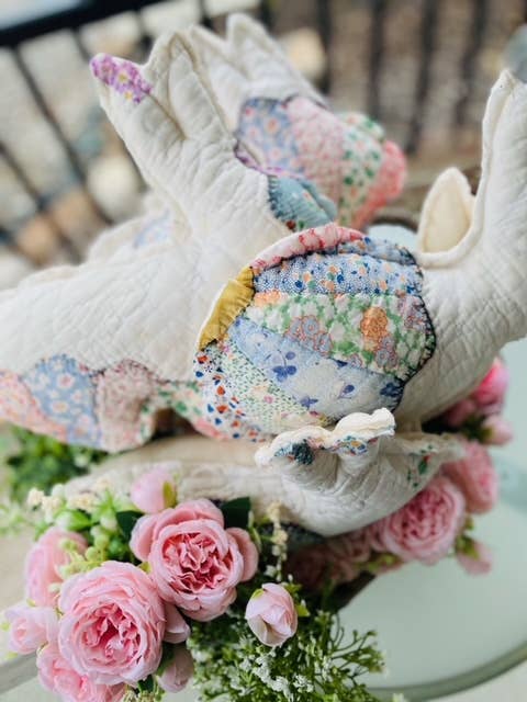 Vintage Fabric Easter Bunnies made from upcycled quilts