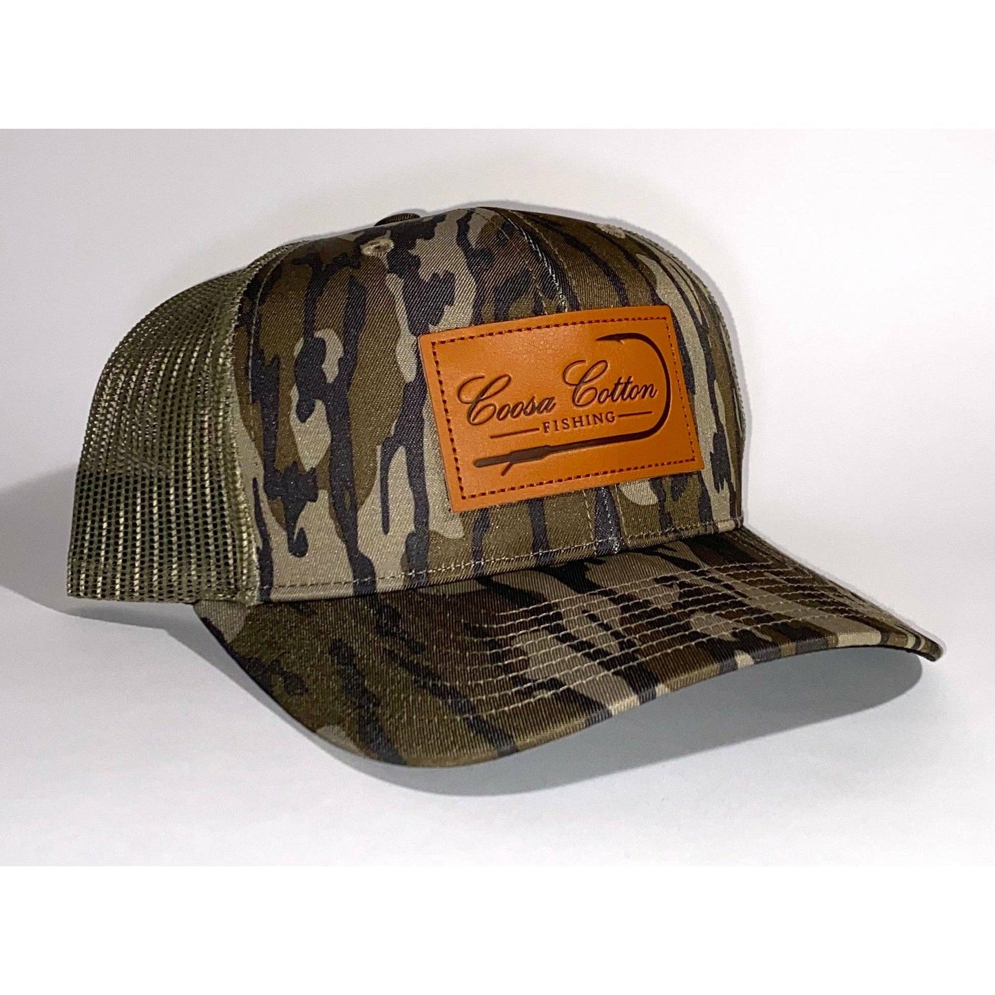 Leather Patch Trucker Hat- Mossy Oak Bottomland ™️