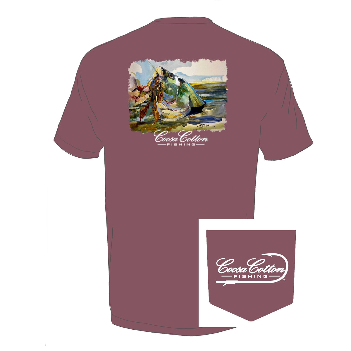 Short Sleeve Pocket Tee | Dirk Walker Bass | Berry: Small