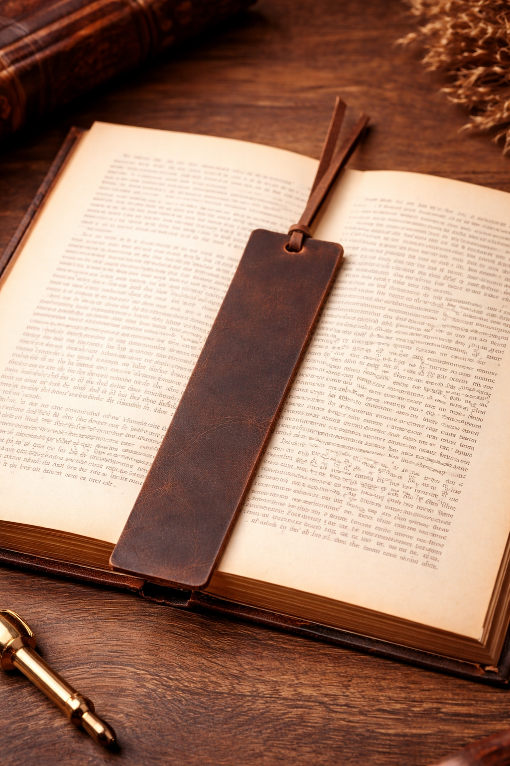 Leather Bookmark, Genuine Leather Personalized Bookmark: Brown