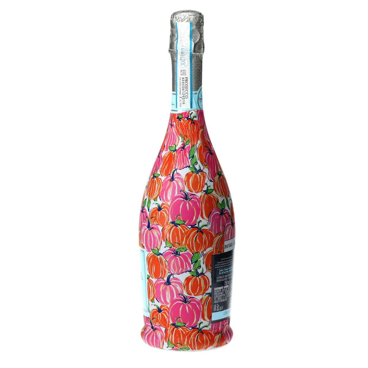 Pink & Orange Pumpkins Prosecco Bottle Wrap