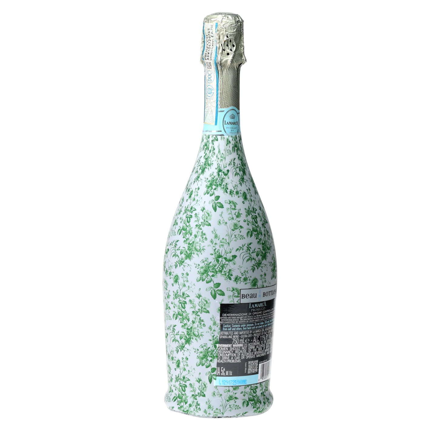 Beau Bottles Grandmillennial Green Floral Prosecco Bottle Wrap