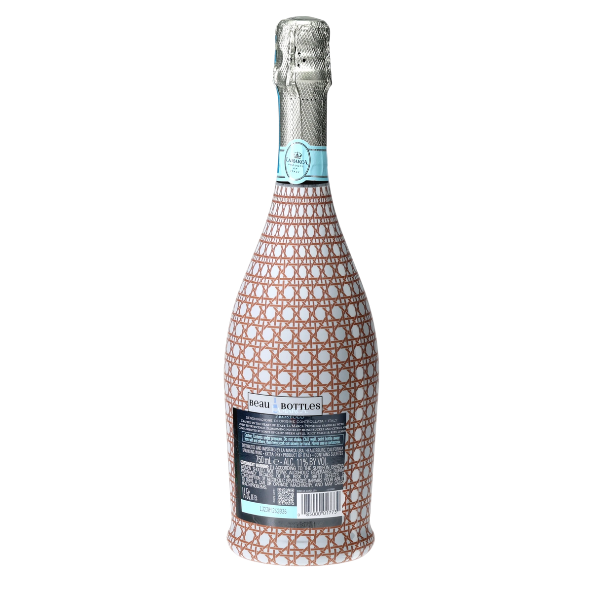 Brown & White Cane Prosecco Bottle Wrap