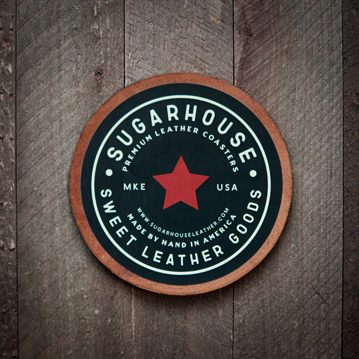 America 250th Anniversary Flag Leather Coaster