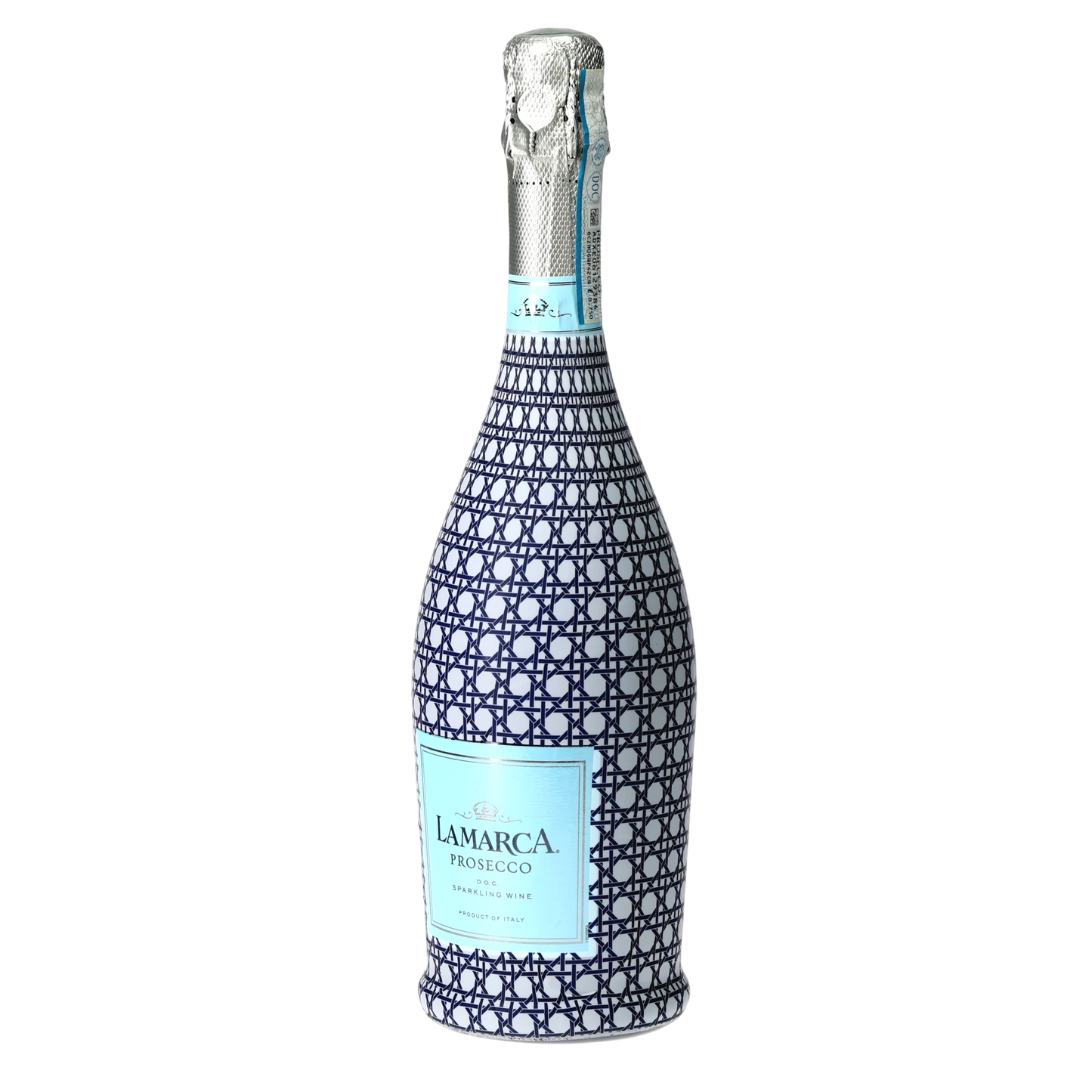 Navy & White Cane Prosecco Bottle Wrap