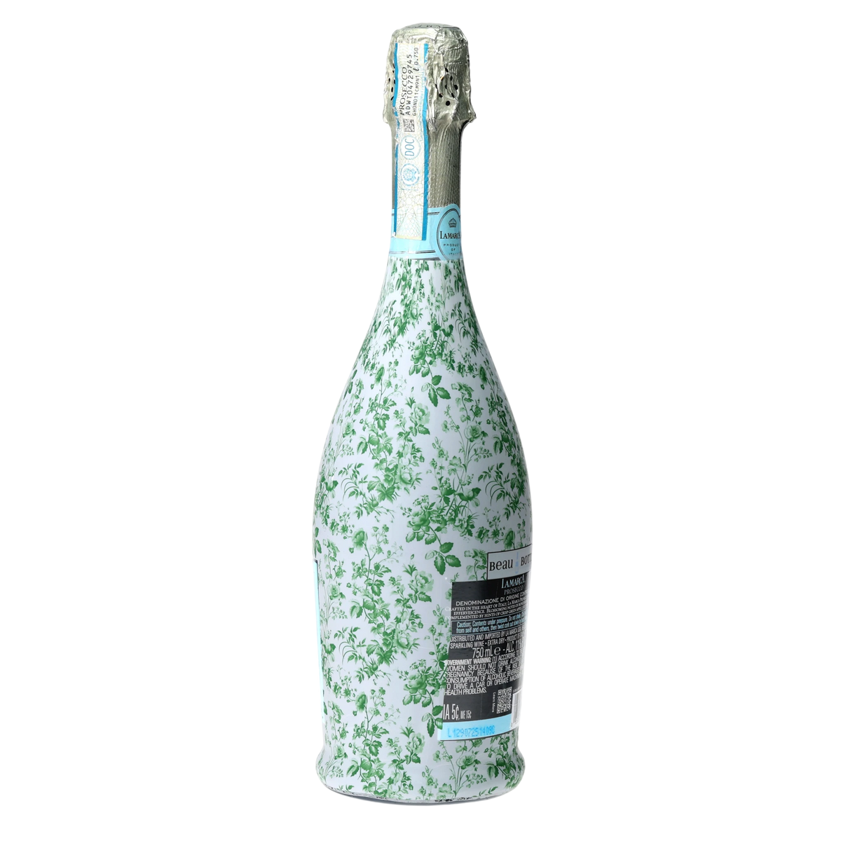 Beau Bottles Grandmillennial Green Floral Prosecco Bottle Wrap