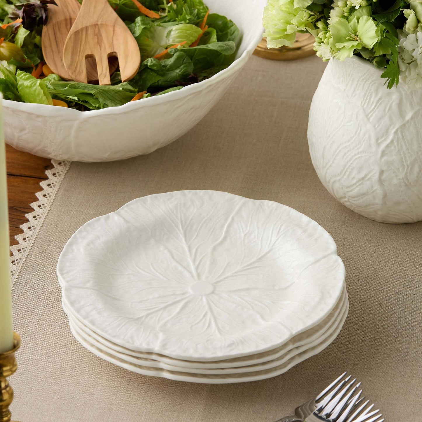 Le Jardin White Cabbage 3-D Salad Plate 9 in