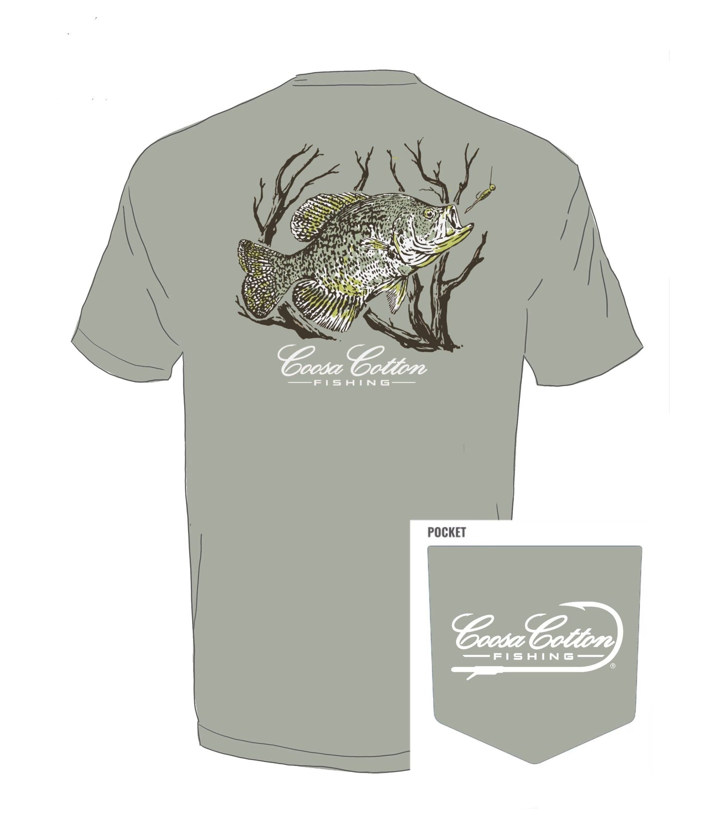 Short Sleeve Pocket Tee | Crappie Top | Stone: Small