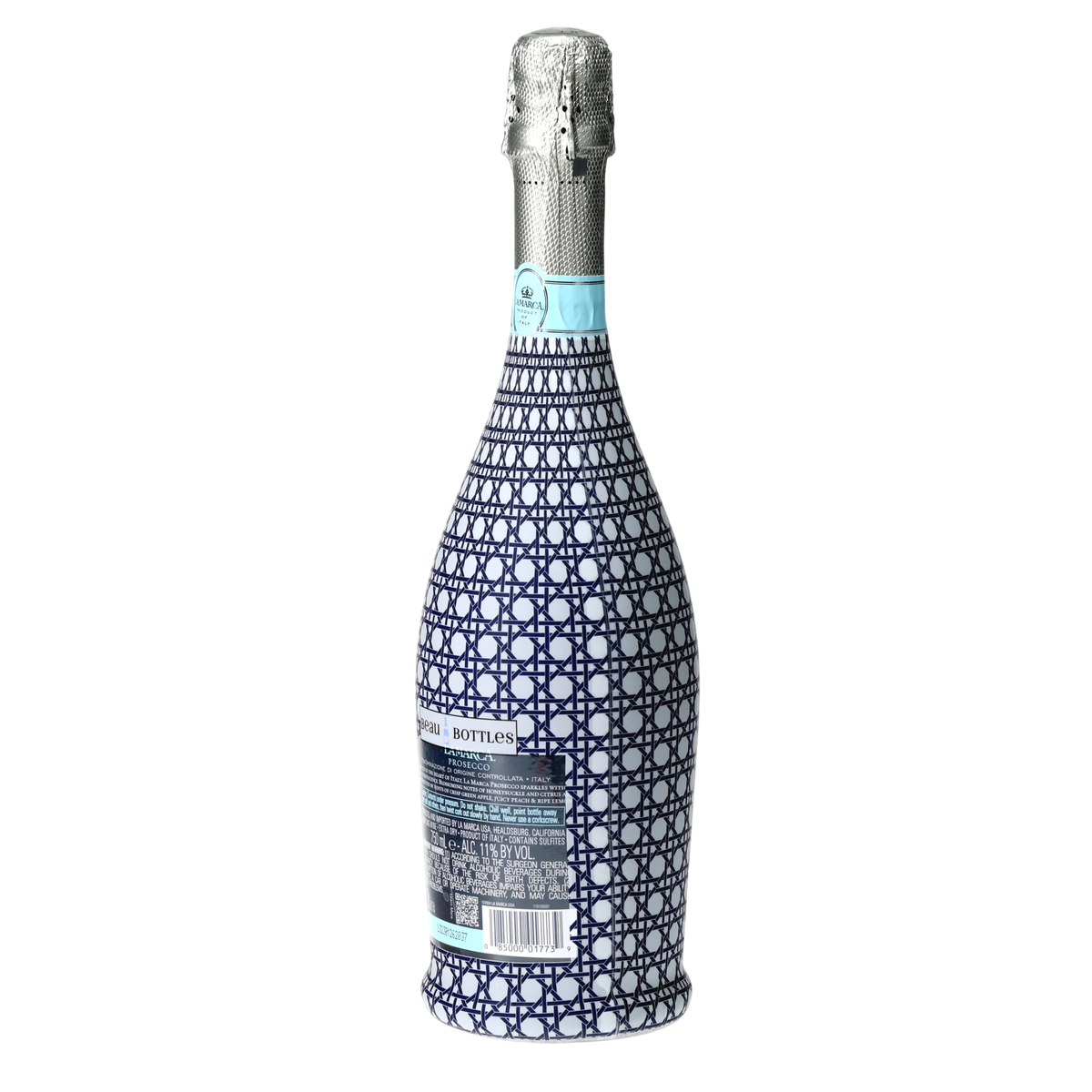 Navy & White Cane Prosecco Bottle Wrap
