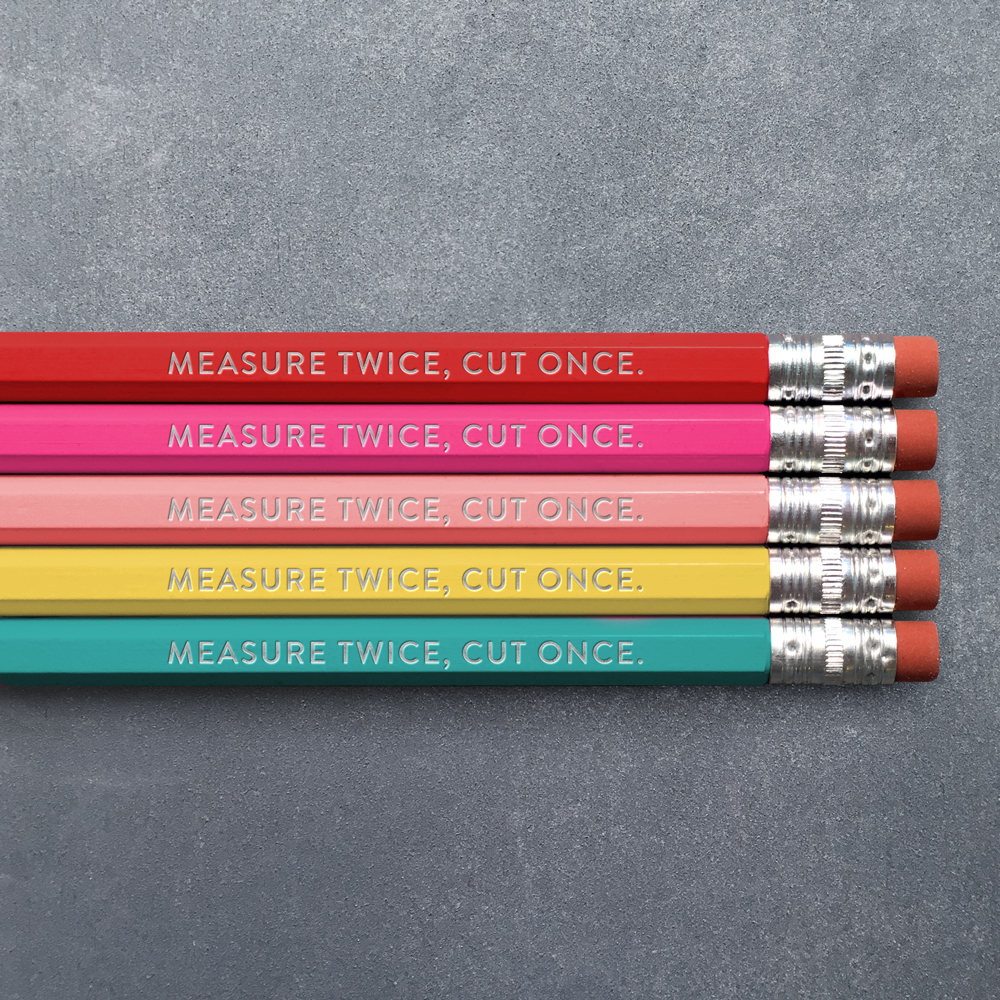 Measure Twice, Cut Once Rainbow - Pencil Pack of 5: No. 2 Pencils