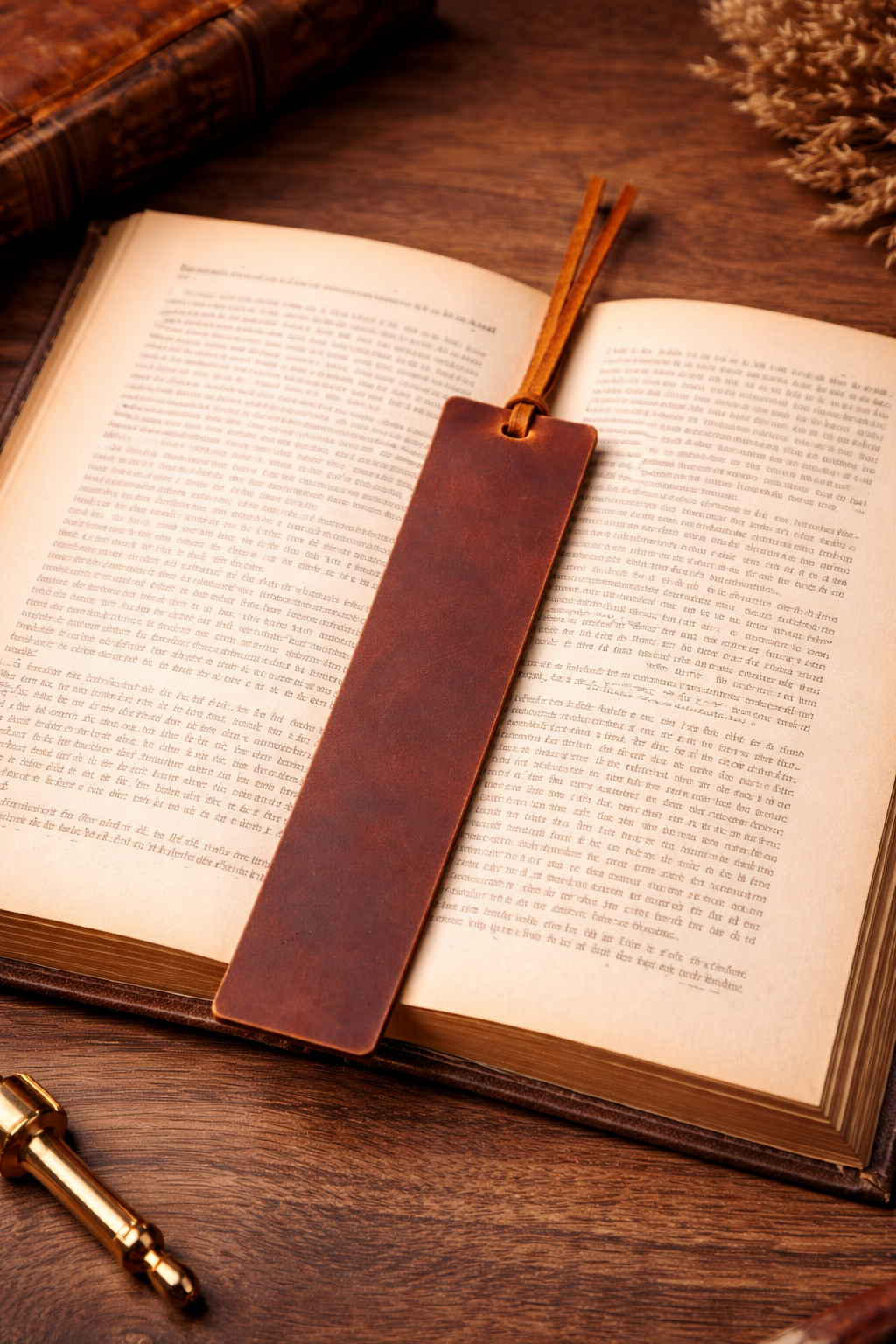 Leather Bookmark, Genuine Leather Personalized Bookmark: Dark Brown