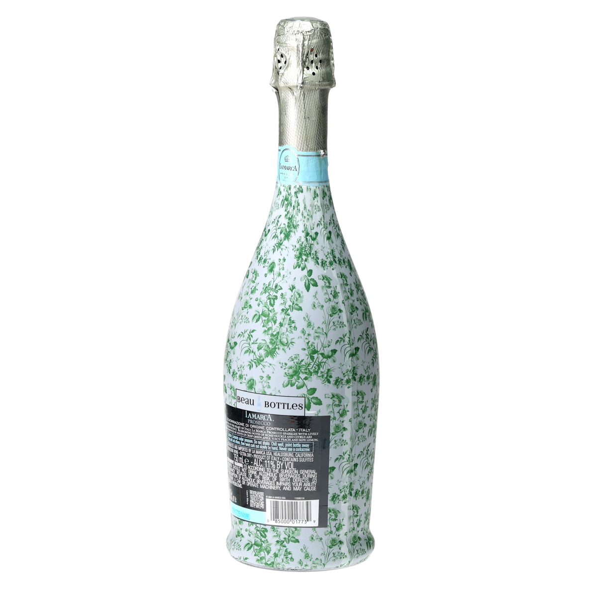 Beau Bottles Grandmillennial Green Floral Prosecco Bottle Wrap