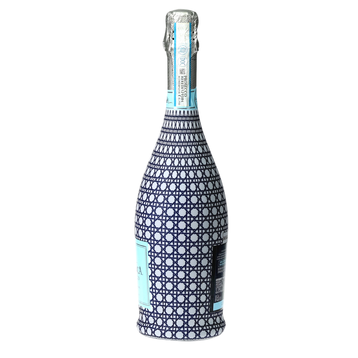 Navy & White Cane Prosecco Bottle Wrap