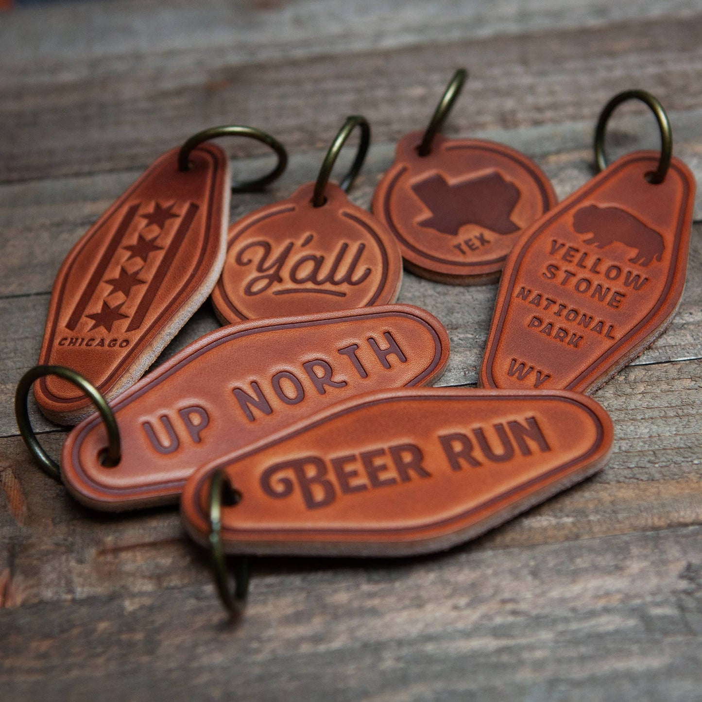 American Flag Leather Keychain