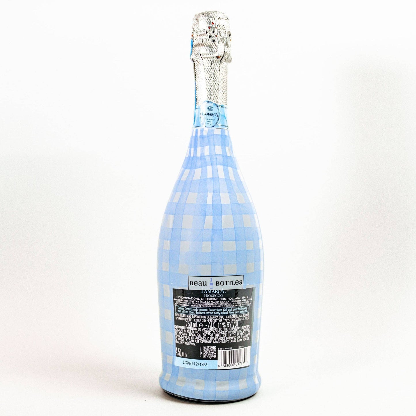 Beau Bottles Powder Blue Picnic Gingham- Prosecco Collection