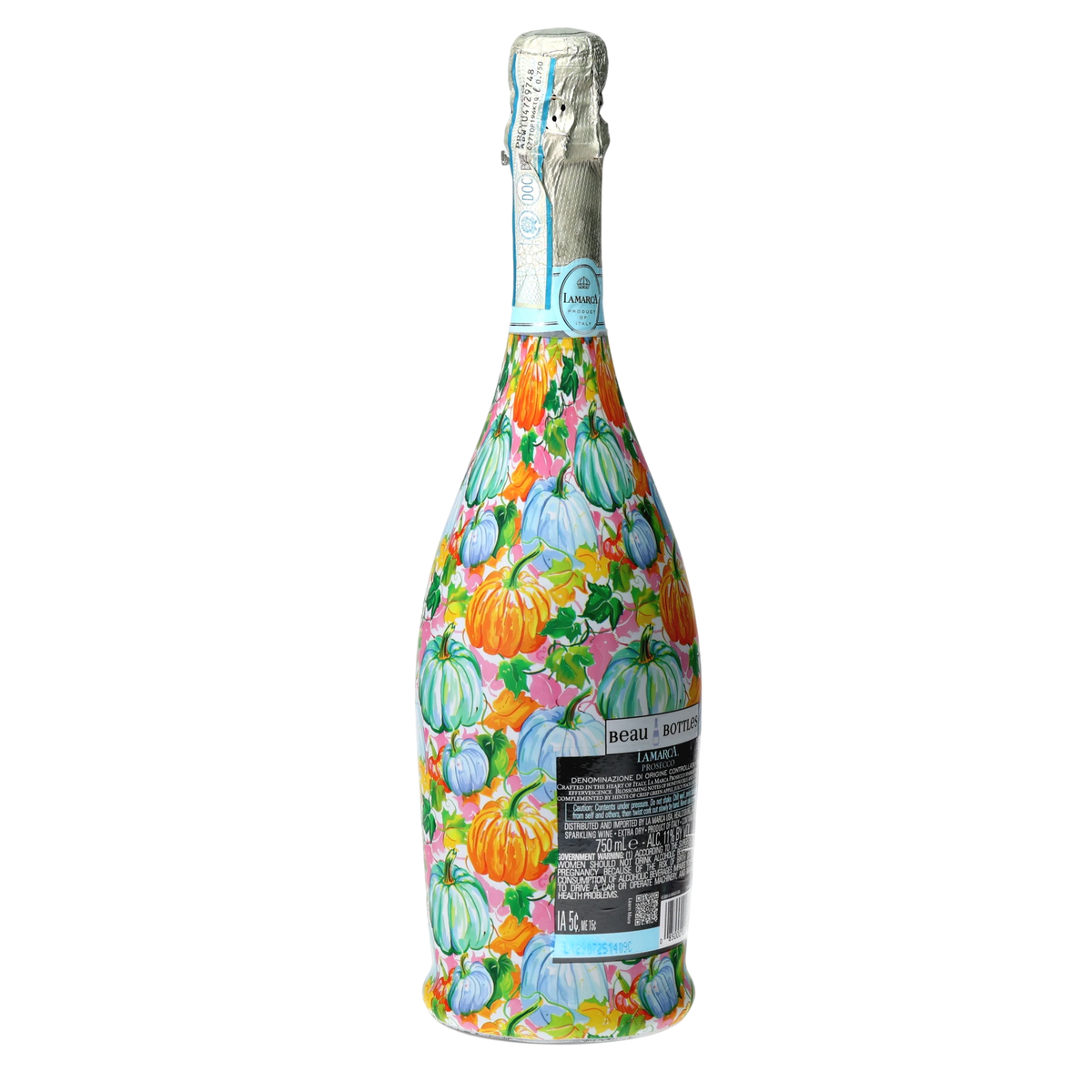 Orange & Blue Pumpkins Prosecco Bottle Wrap