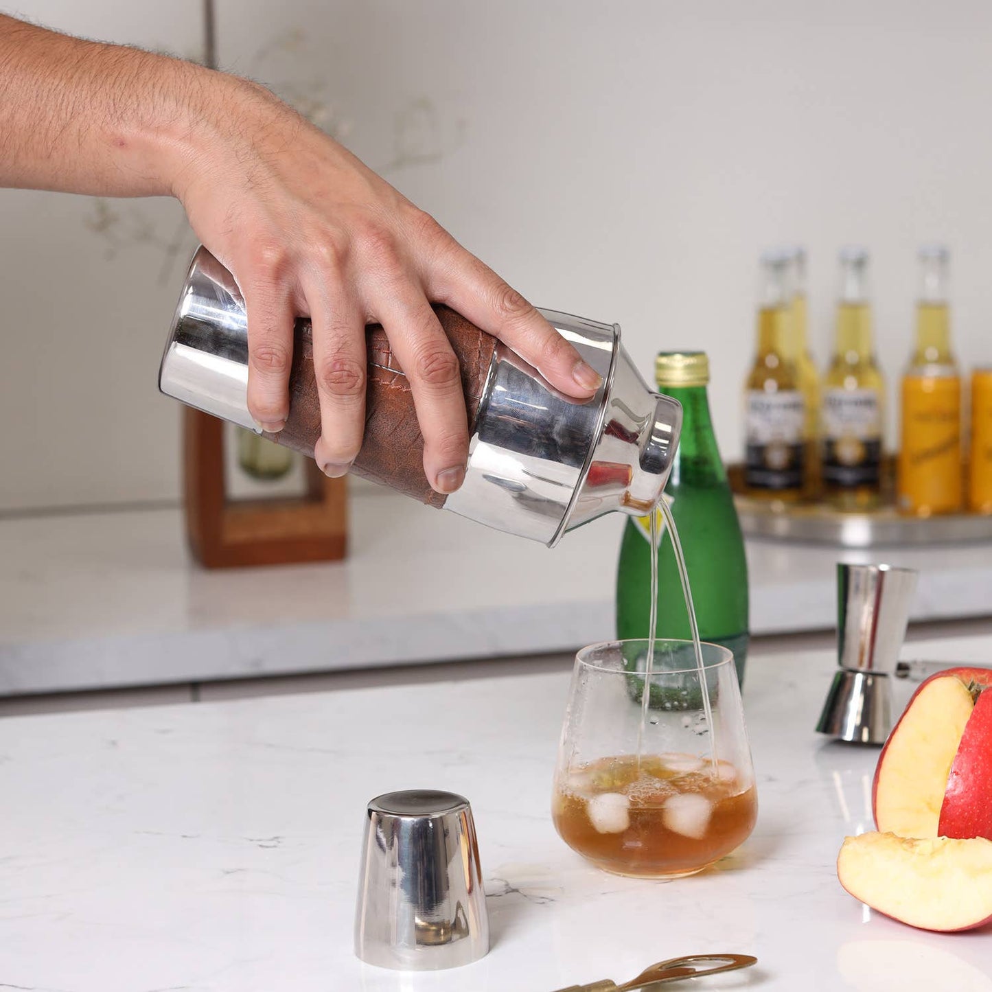 Leather Stainless Steel Cocktail Shaker sku#71794
