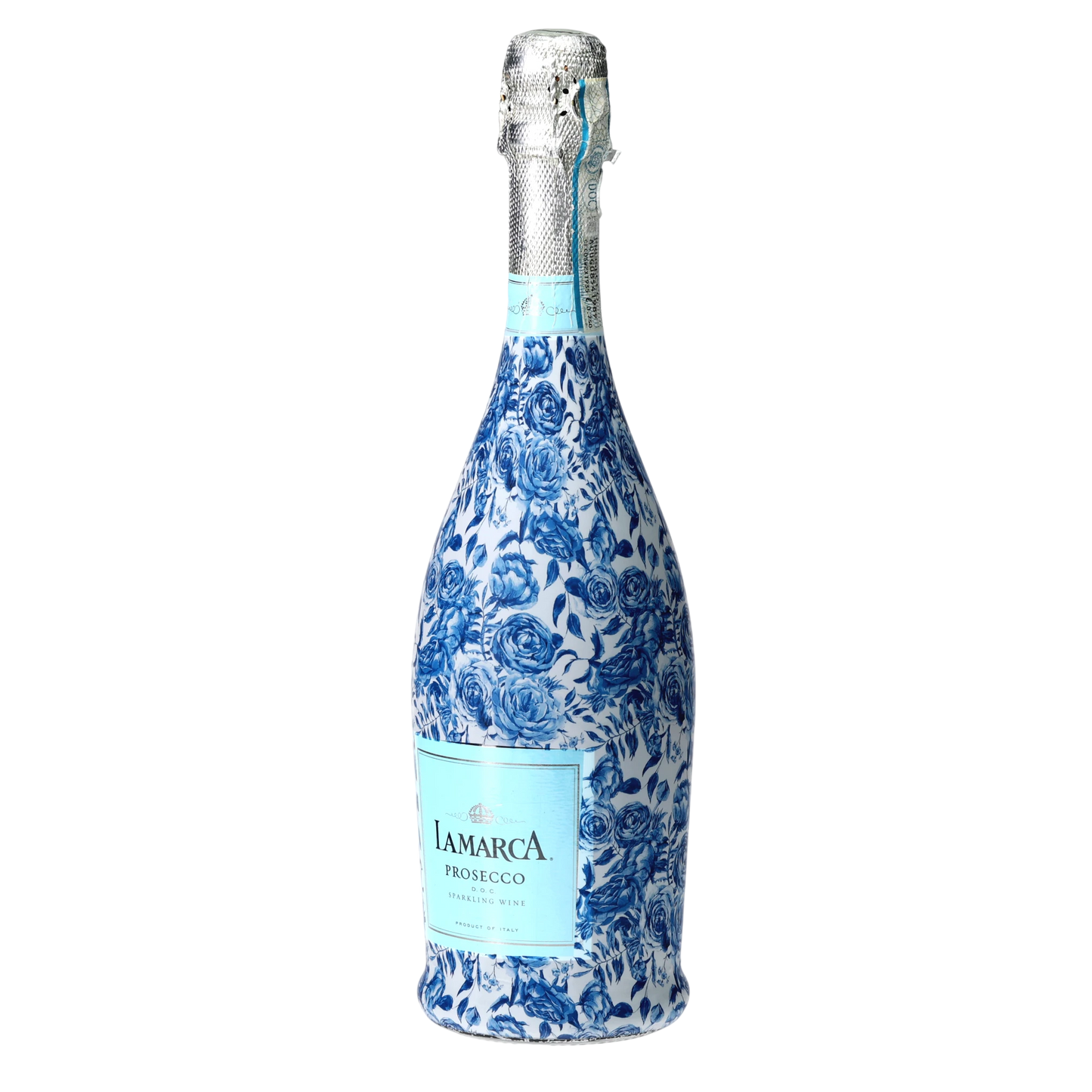 Blue Porcelain Roses Prosecco Bottle Wrap
