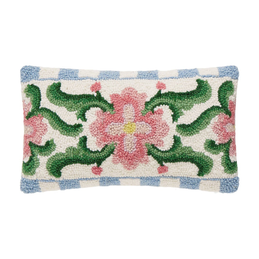 Vintage Floral Tile Lumber Hook Pillow