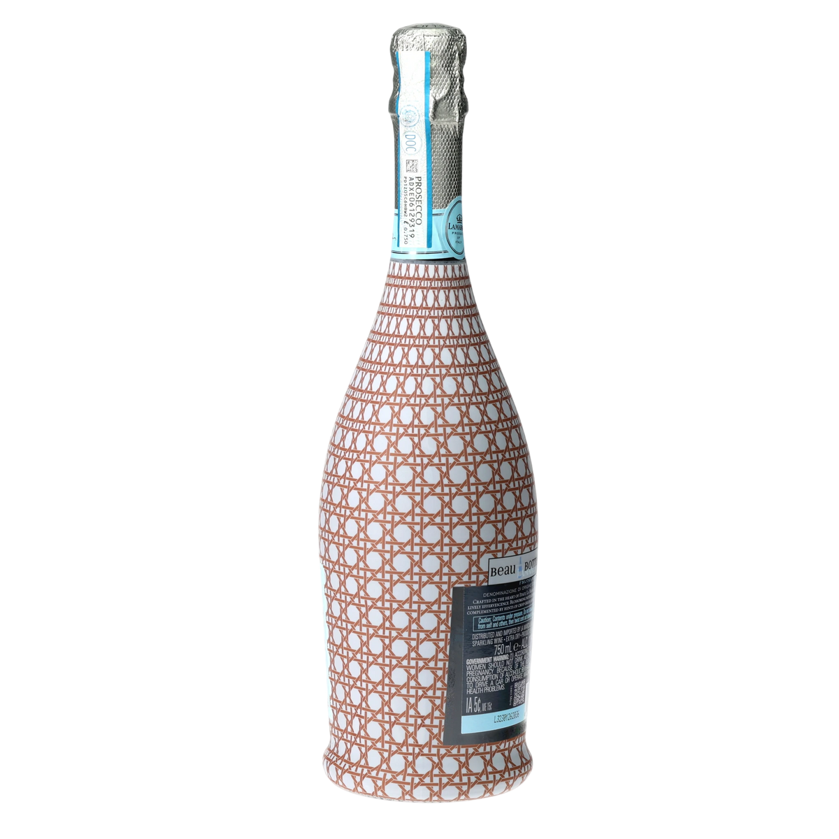 Brown & White Cane Prosecco Bottle Wrap