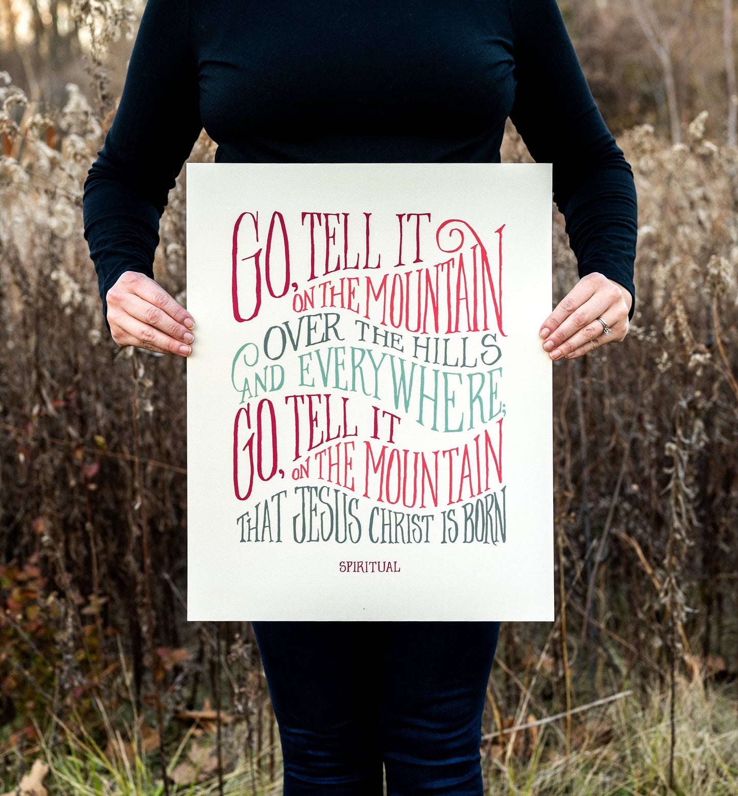 Go Tell It on the Mountain Hymn Art Print - 16x20 - Vanilla