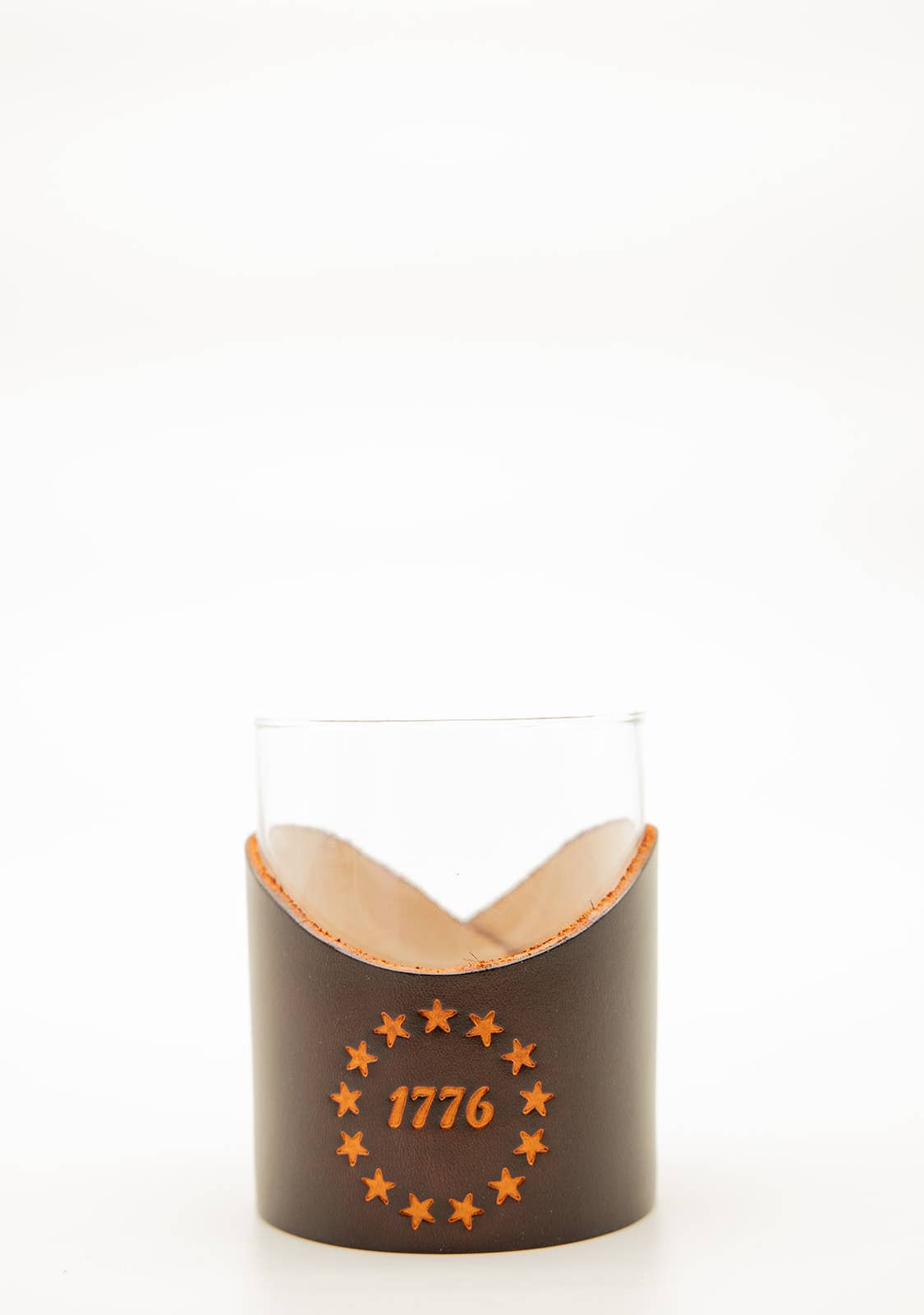 Leather Rocks Glass - "1776"