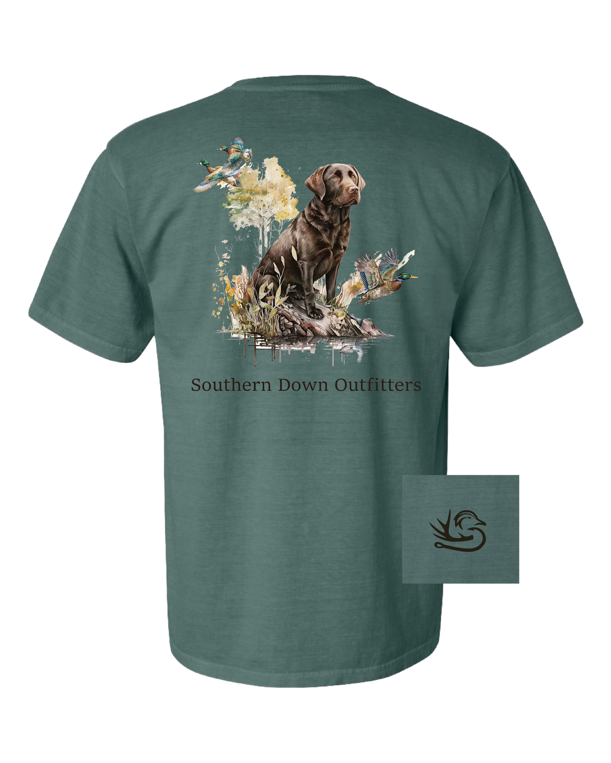 Chocolate Lab Tee: Blue Spruce, 2X