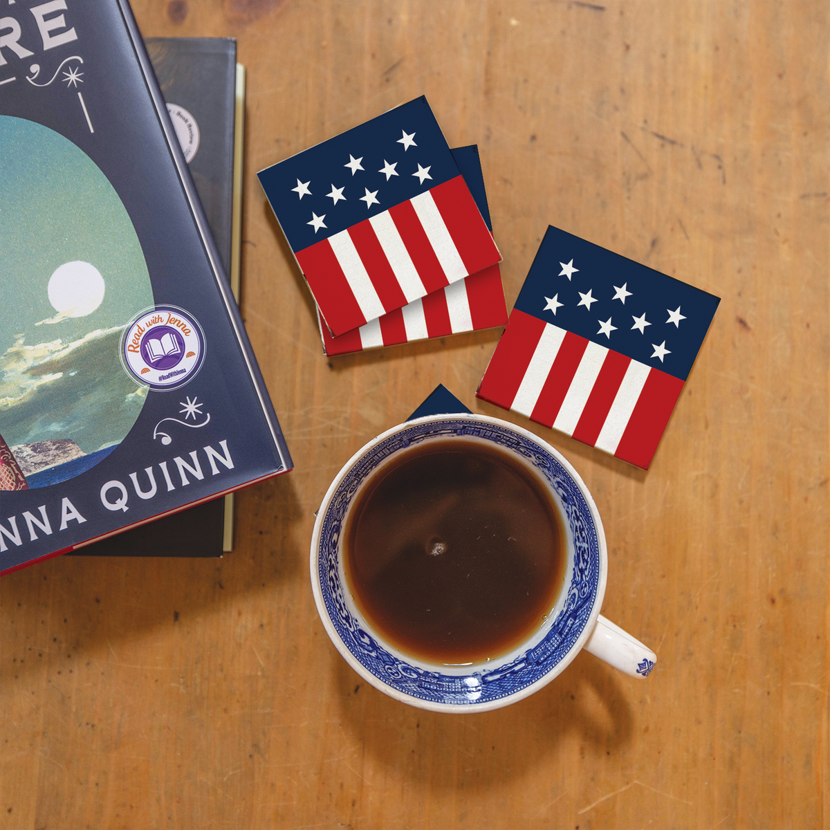 Americana Rustic Marlin Coaster Set | USA-themed Table Decor