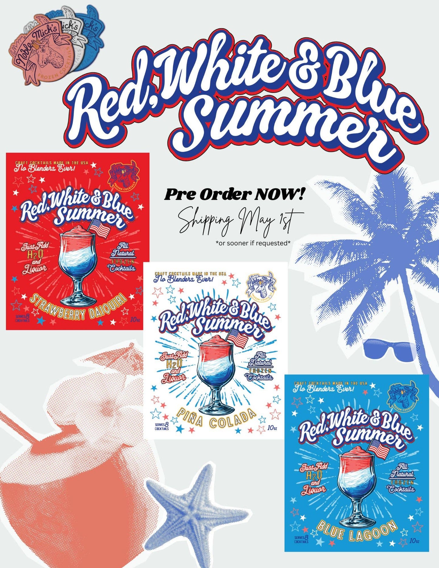 Red, White & Blue Summer Blue Lagoon Frozen Cocktail