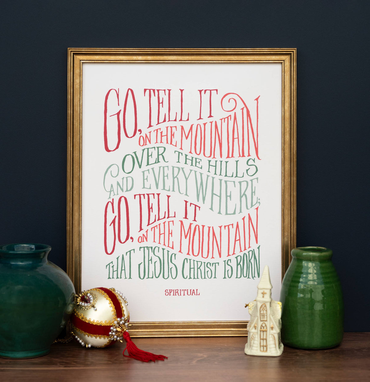 Go Tell It on the Mountain Hymn Art Print - 11x14 - Snow