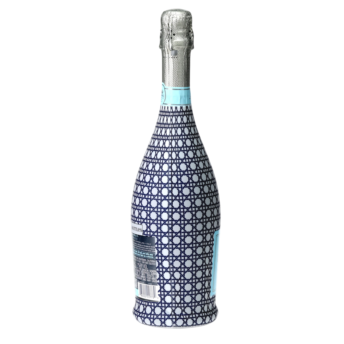 Navy & White Cane Prosecco Bottle Wrap