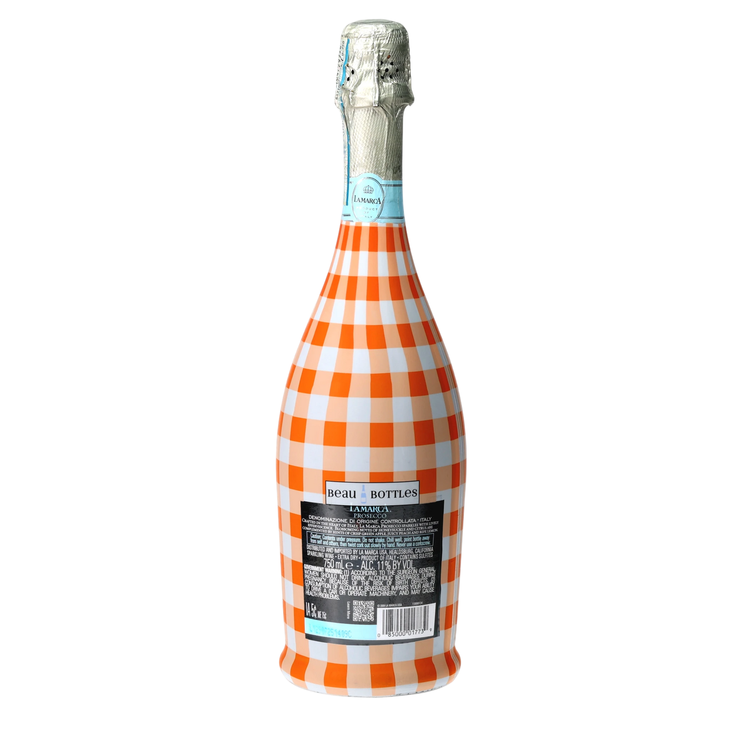 Beau Bottles Orange & White Gingham Prosecco Bottle Wrap