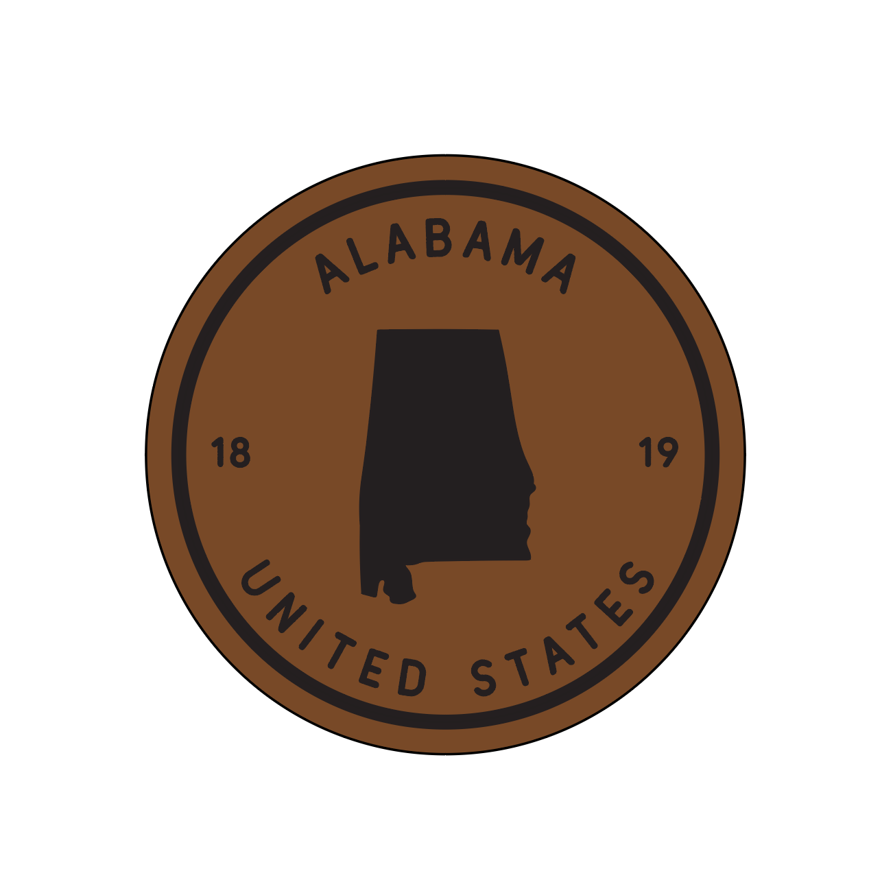 Alabama State Silhouette Leather Coaster