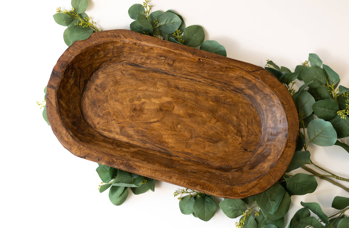 Medium Wood Carved Bowl 20": Natural, 20x12x4