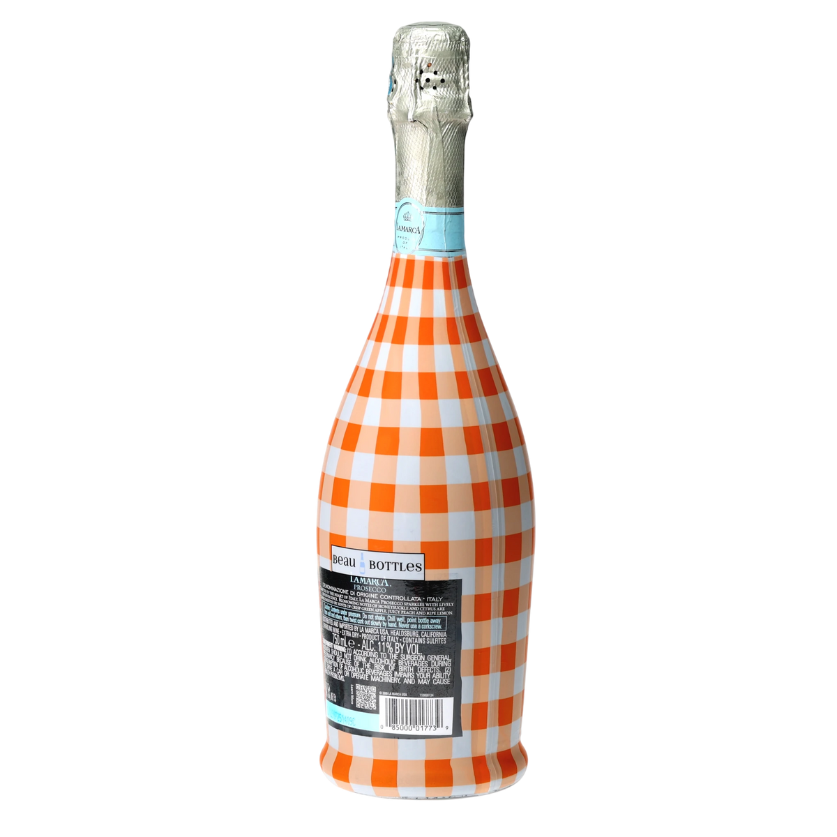 Beau Bottles Orange & White Gingham Prosecco Bottle Wrap