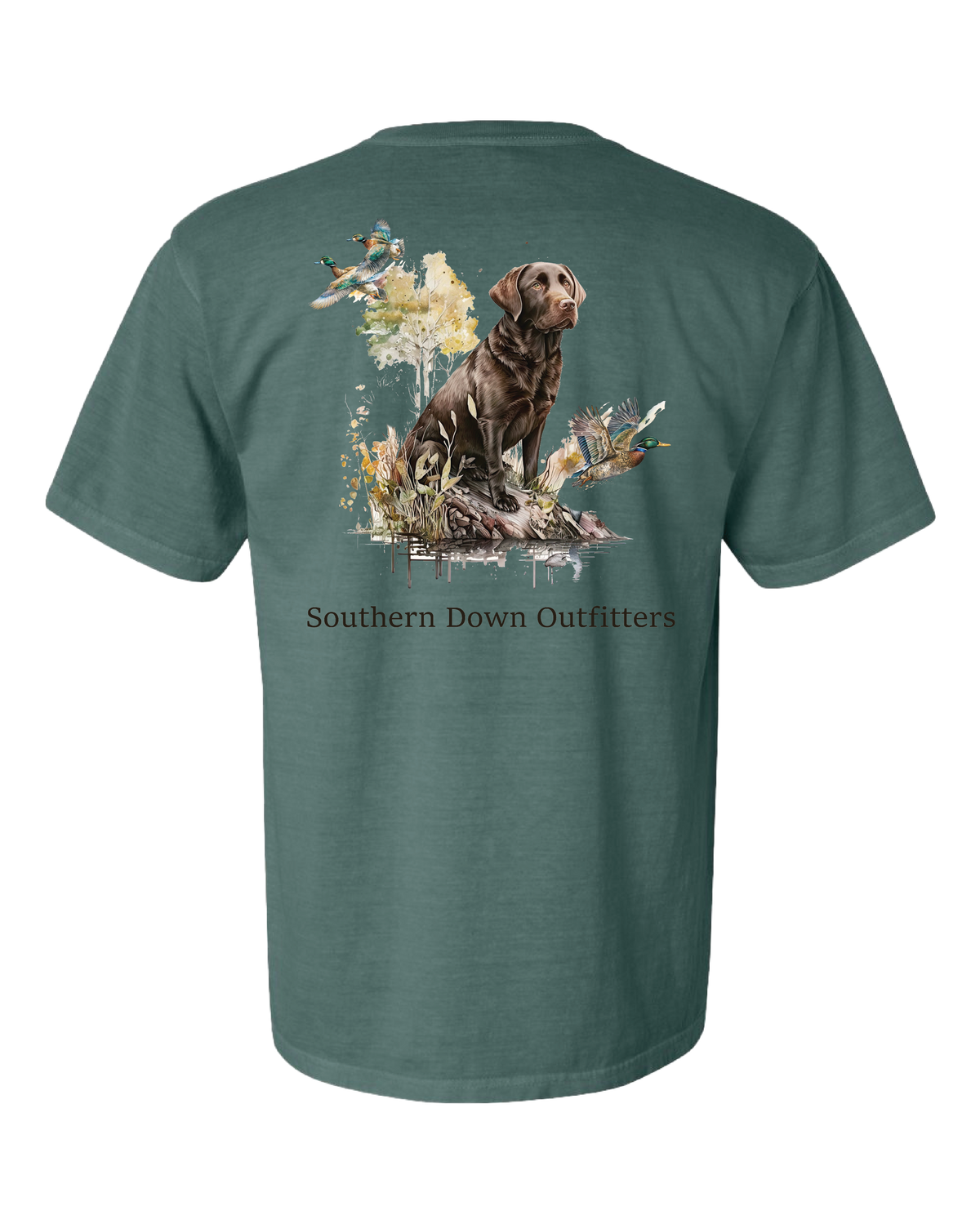 Chocolate Lab Tee: Blue Spruce, 2X