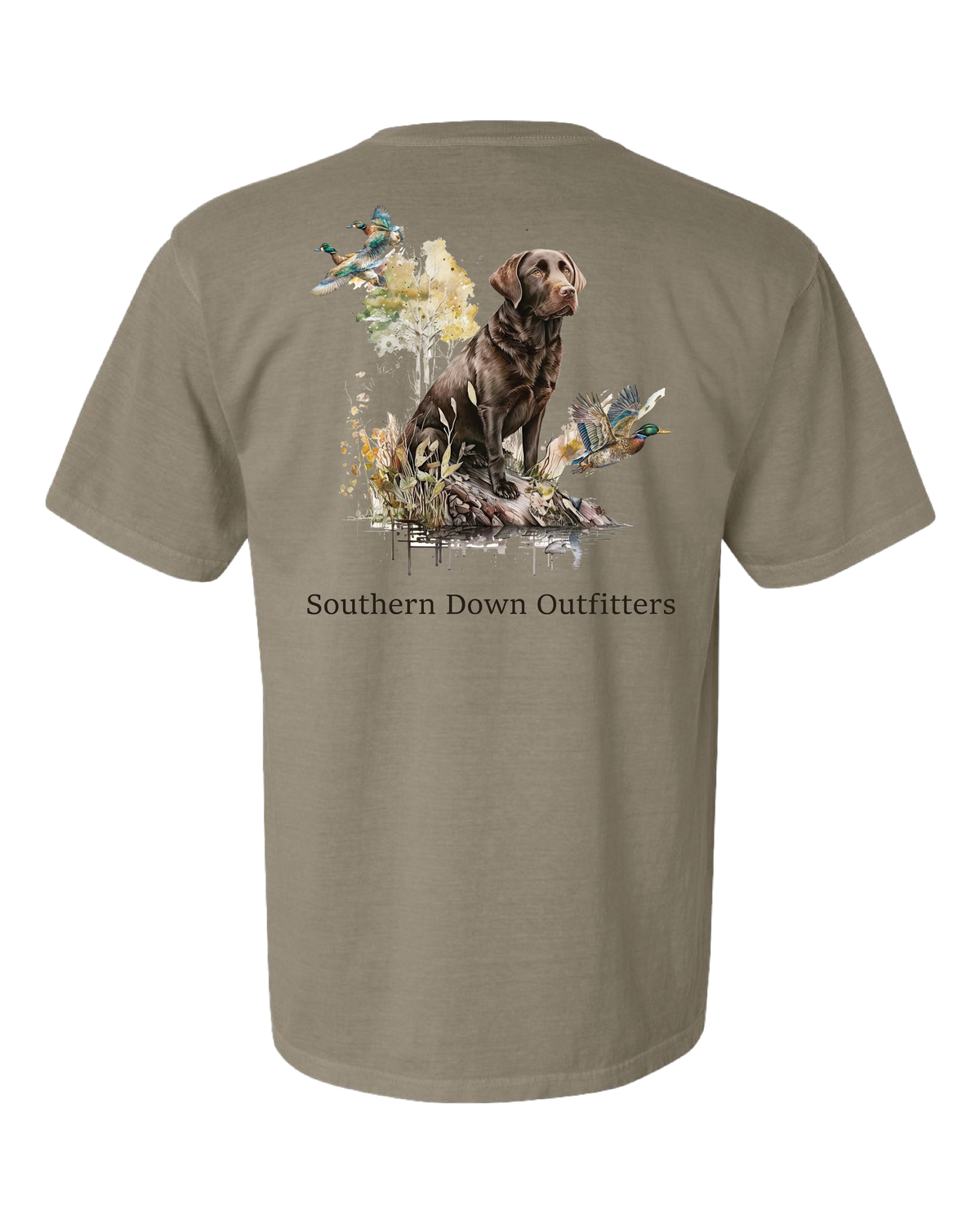 Chocolate Lab Tee: Blue Spruce, Small
