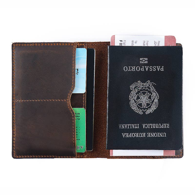 Passport Cover, Genuine Leather Passport Holder Case: Brown