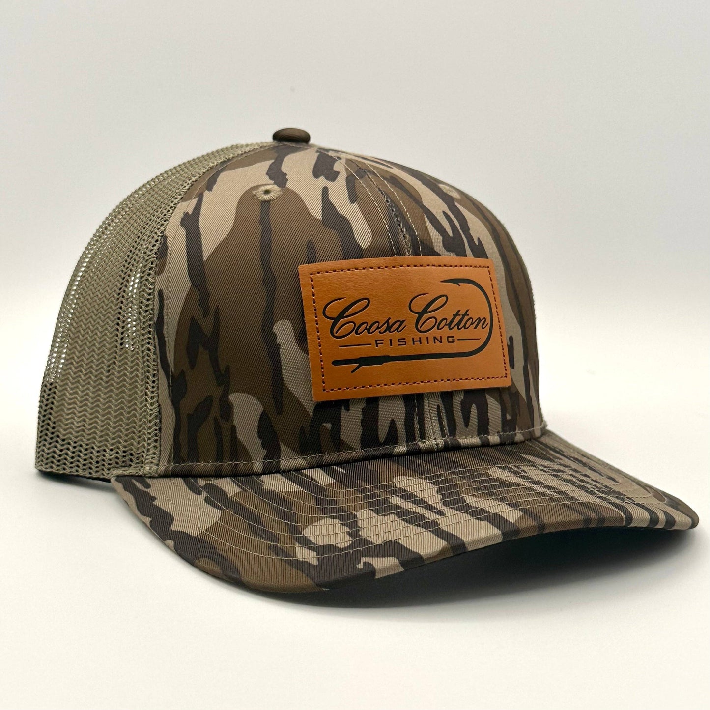 Leather Patch Trucker Hat- Mossy Oak Bottomland ™️