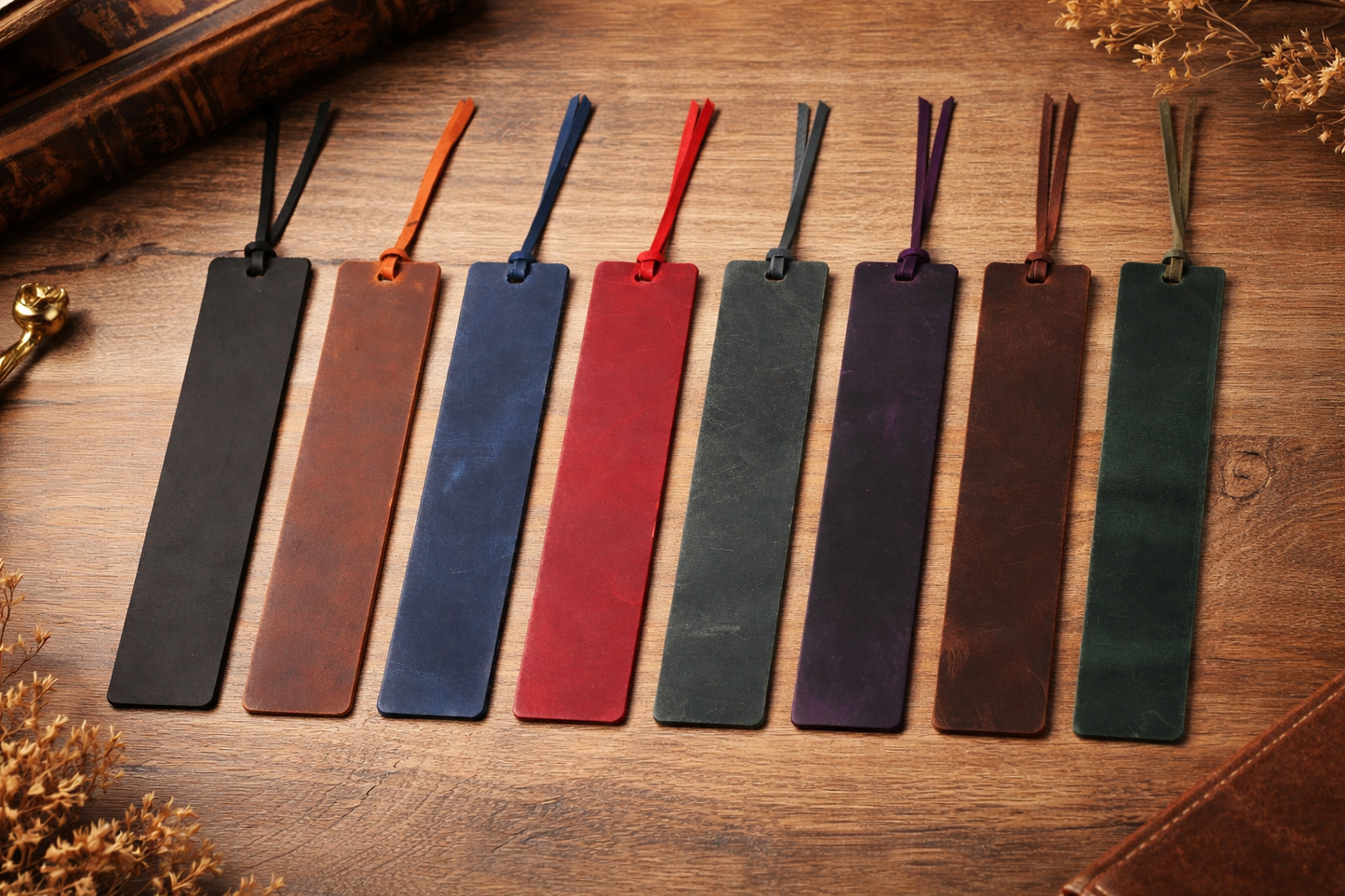 Leather Bookmark, Genuine Leather Personalized Bookmark: Dark Brown