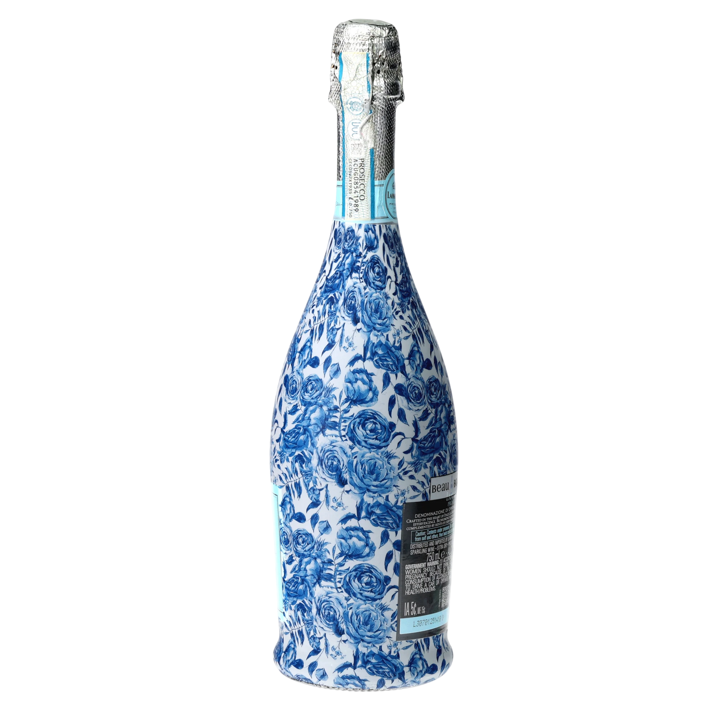 Blue Porcelain Roses Prosecco Bottle Wrap